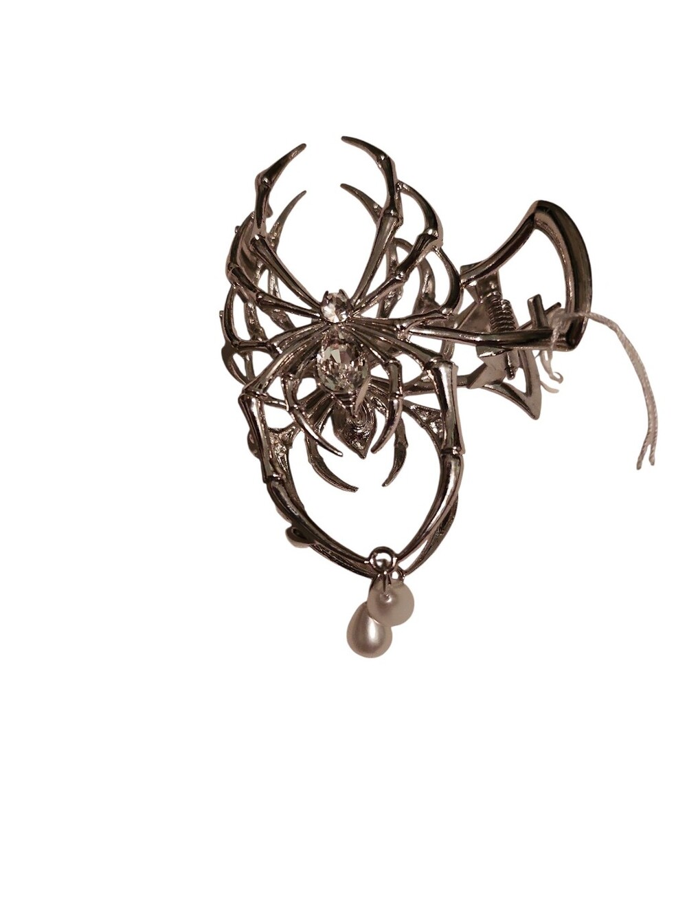 Spider Metal Claw Clip With Faux Pear And Faux Diamond Accents